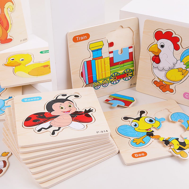 Wooden Animal Transportation Flat Building Block Puzzle Toys For Kidsren Aged 3-7 Years Old Early Education Educational Wooden Puzzle Toys - Image 5