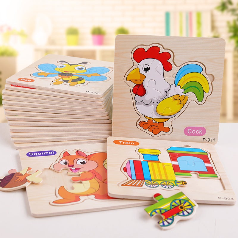 Wooden Animal Transportation Flat Building Block Puzzle Toys For Kidsren Aged 3-7 Years Old Early Education Educational Wooden Puzzle Toys - Image 2