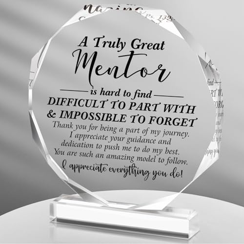 Panelee Thank You Gifts for Women Men Acrylic Appreciation Inspirational Gift Office Coworker Farewell Acrylic Sign Table Decor for HomeMentor