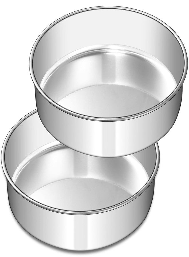 EWFEN 8 Inch Cake Pan Set of 2, Stainless Steel Round Layer Cake Baking Pans Tins, Non-Toxic & Healthy, Leak-proof & Easy Clean & Dishwasher Safe - Image 1