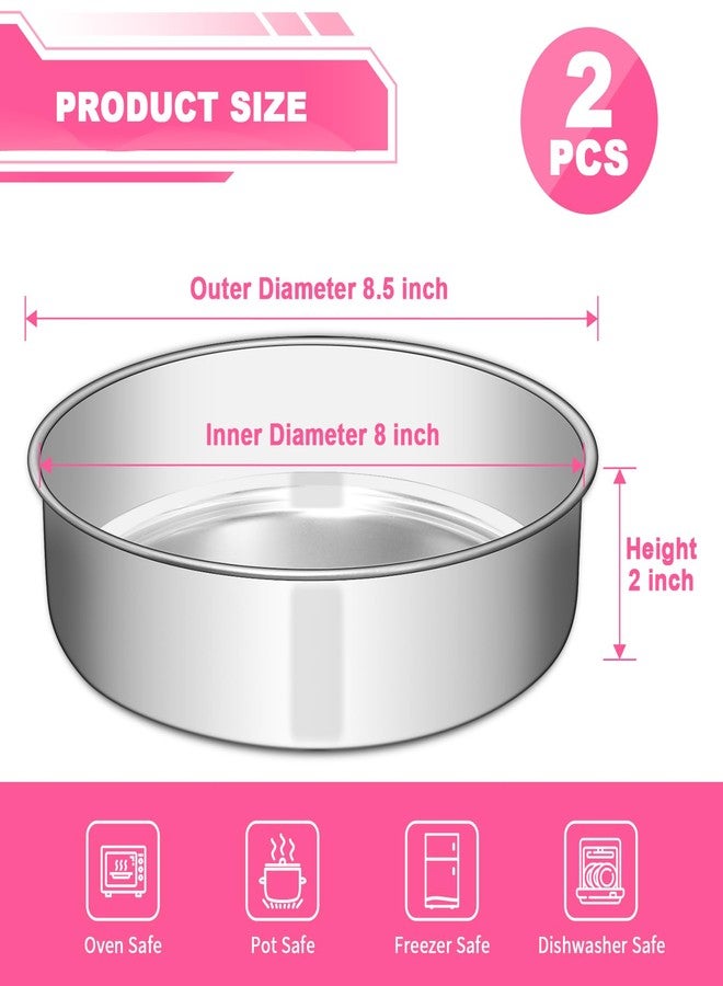 EWFEN 8 Inch Cake Pan Set of 2, Stainless Steel Round Layer Cake Baking Pans Tins, Non-Toxic & Healthy, Leak-proof & Easy Clean & Dishwasher Safe - Image 2