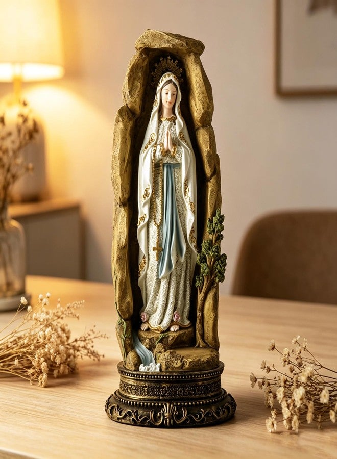 ENNAS Grotto Virgin Mary Statue, 12.50”H Resin Our Lady of Lourdes Figurine, Catholic Home Decor, Handmade Gifts for Women, Religious Sculpture for Worship or Celebrations, Garden and Lawn Ornament - Image 1
