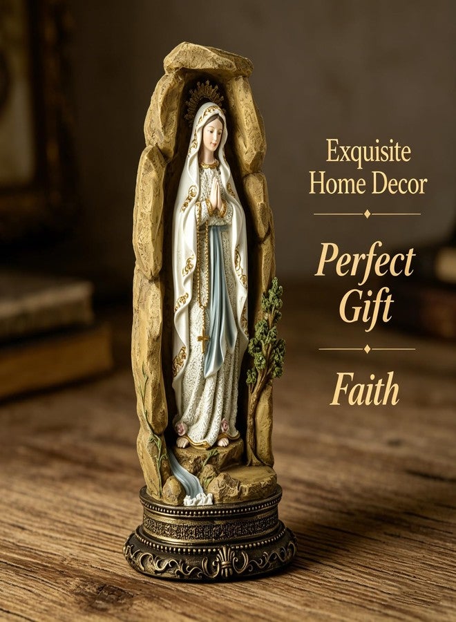 ENNAS Grotto Virgin Mary Statue, 12.50”H Resin Our Lady of Lourdes Figurine, Catholic Home Decor, Handmade Gifts for Women, Religious Sculpture for Worship or Celebrations, Garden and Lawn Ornament - Image 5