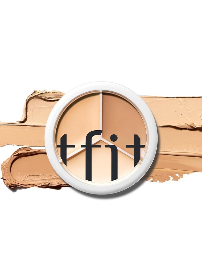 تفِت كريم خافي عيوب متعدد الاستخدامات، لوحة ثلاثية، عالي التصبغ، يغطي بالكامل ومقاوم للتجاعيد لتغطية الهالات السوداء والاحمرار والشوائب - Image 1