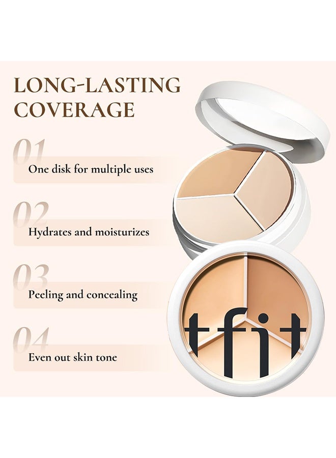 تفِت كريم خافي عيوب متعدد الاستخدامات، لوحة ثلاثية، عالي التصبغ، يغطي بالكامل ومقاوم للتجاعيد لتغطية الهالات السوداء والاحمرار والشوائب - Image 3