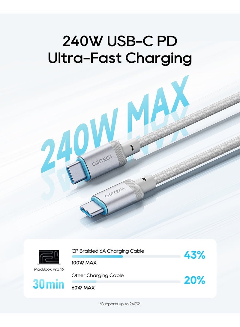 CUKTECH USB C to USB C Cable, 3 Pack 240W Fast Charging Type C Cord, 1.5 m (White) - Image 3