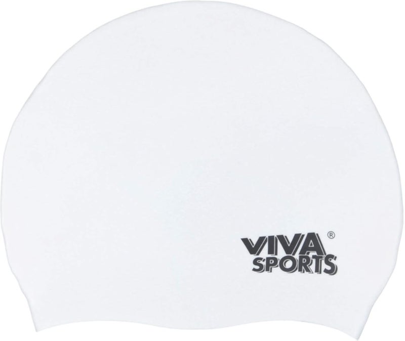 Viva Sports Silicone Swimming Cap for Kids in Bag White