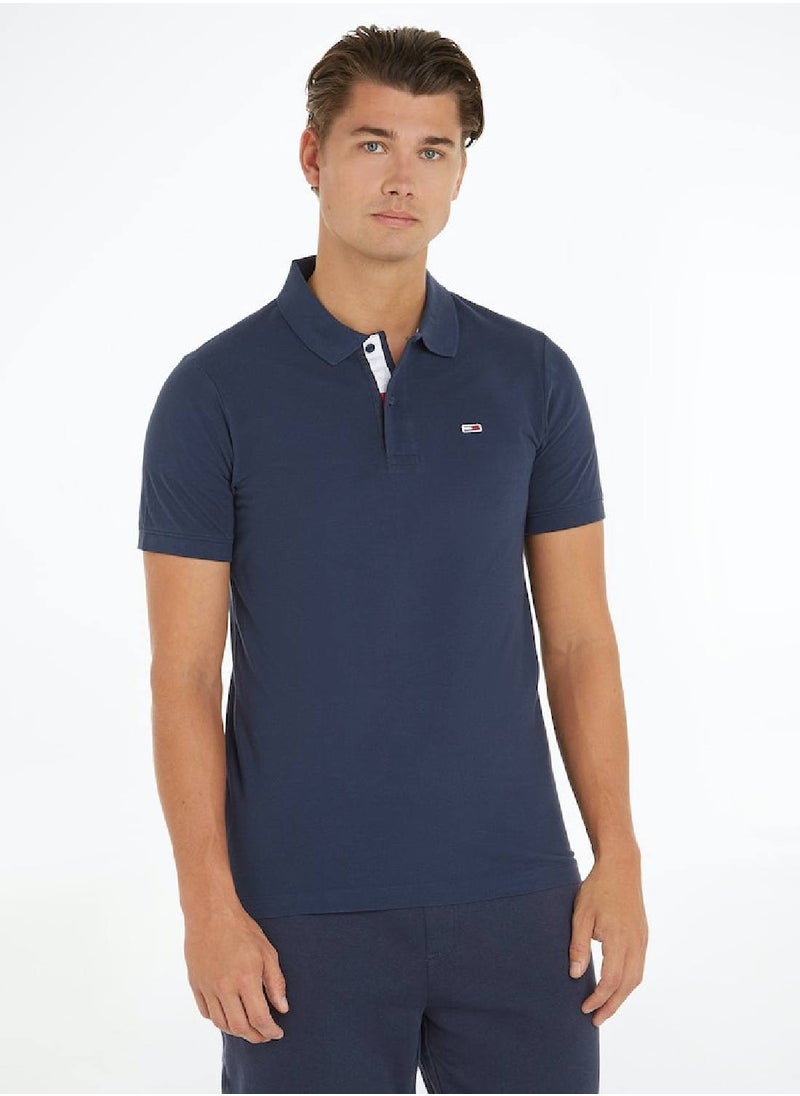 TOMMY HILFIGER Men's Pure Organic Cotton Slim Fit Polo, Navy  - Image 1