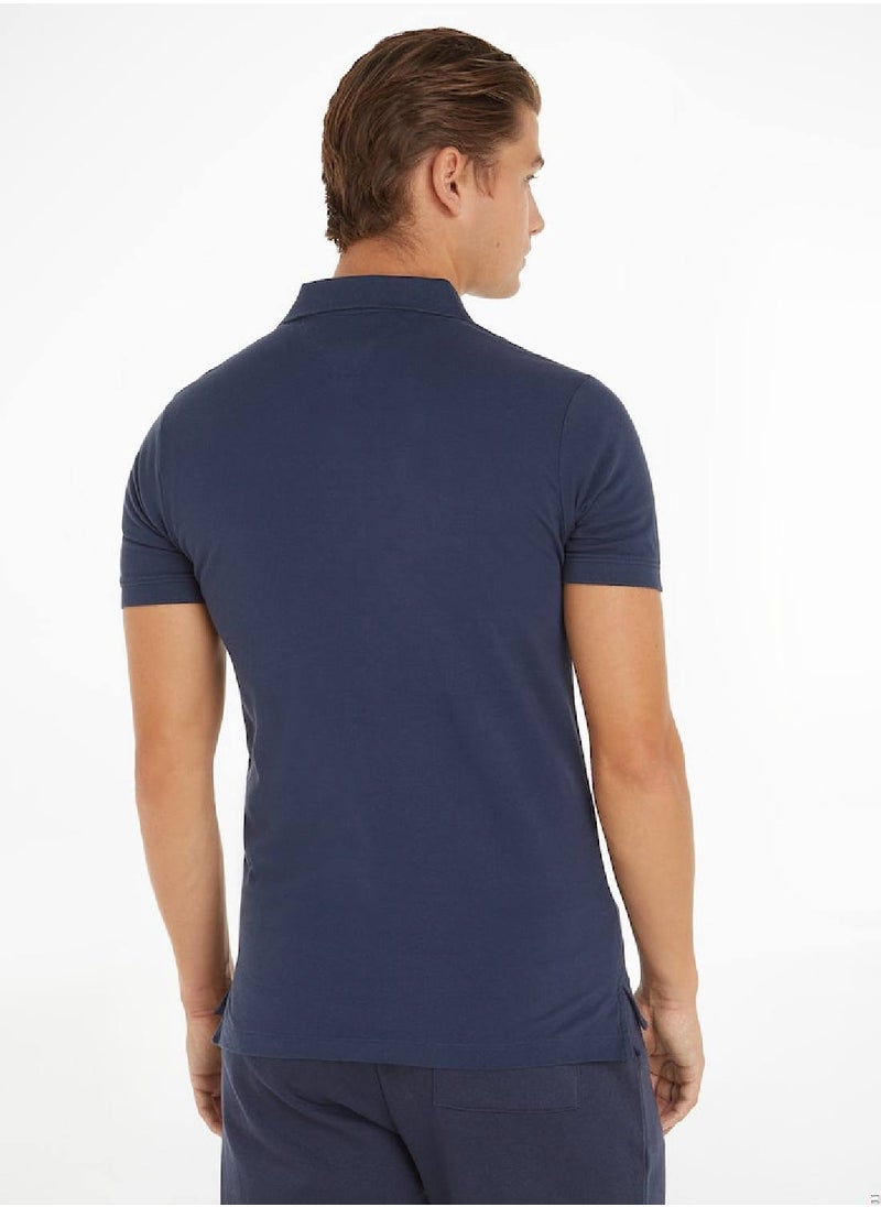 TOMMY HILFIGER Men's Pure Organic Cotton Slim Fit Polo, Navy  - Image 3