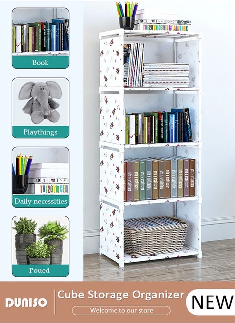 4 Cube Storage Organizer,Multi-Function Storage Cabinet,Closet Storage Shelves,DIY Bookshelf,Bookcase & Closet Organizer for Bedroom, Living Room, Office Space Saving & Easy Assembly