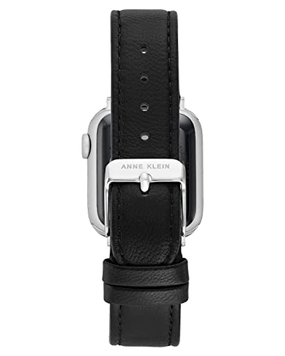 Anne Klein Leather Replacement Band for Apple Watch Secure Adjustable Apple Watch Band Replacement Fits Most Wrists 424445mm Black - Image 3