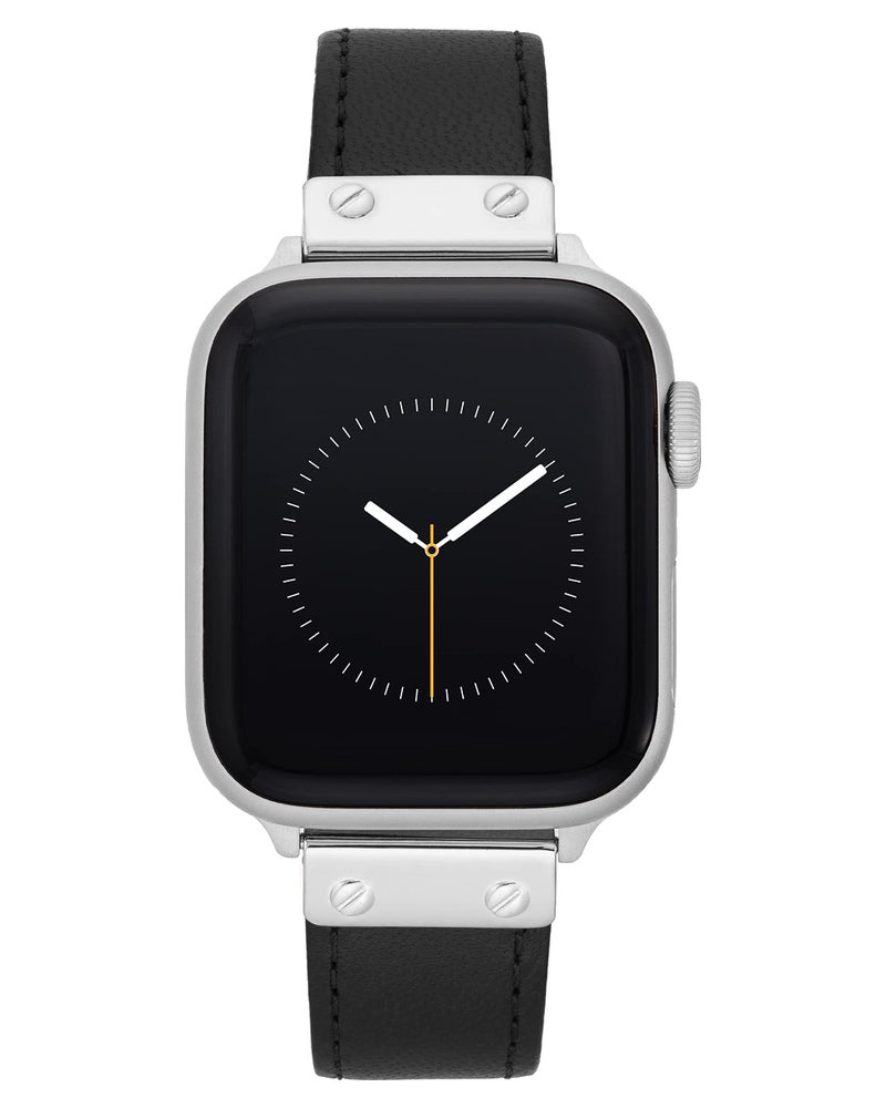 Anne Klein Leather Replacement Band for Apple Watch Secure Adjustable Apple Watch Band Replacement Fits Most Wrists 424445mm Black - Image 2