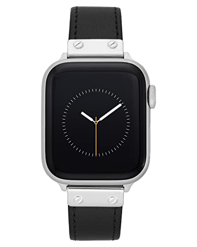 Anne Klein Leather Replacement Band for Apple Watch Secure Adjustable Apple Watch Band Replacement Fits Most Wrists 424445mm Black - Image 1