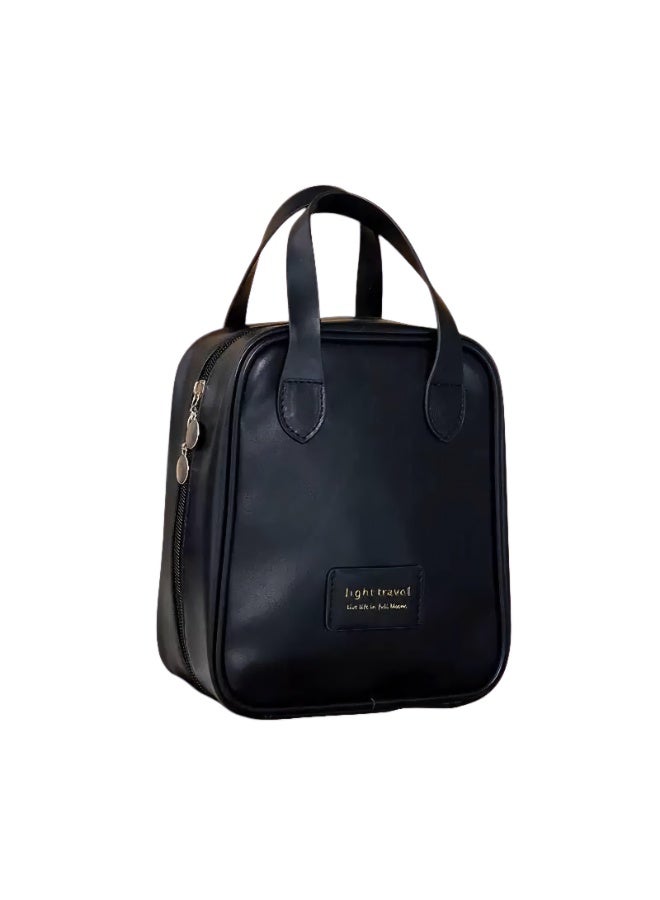 Luxury Black Makeup Bag – Elegant Large Capacity Design with Multiple Compartments, Perfect for Travel or Daily Use - Image 1