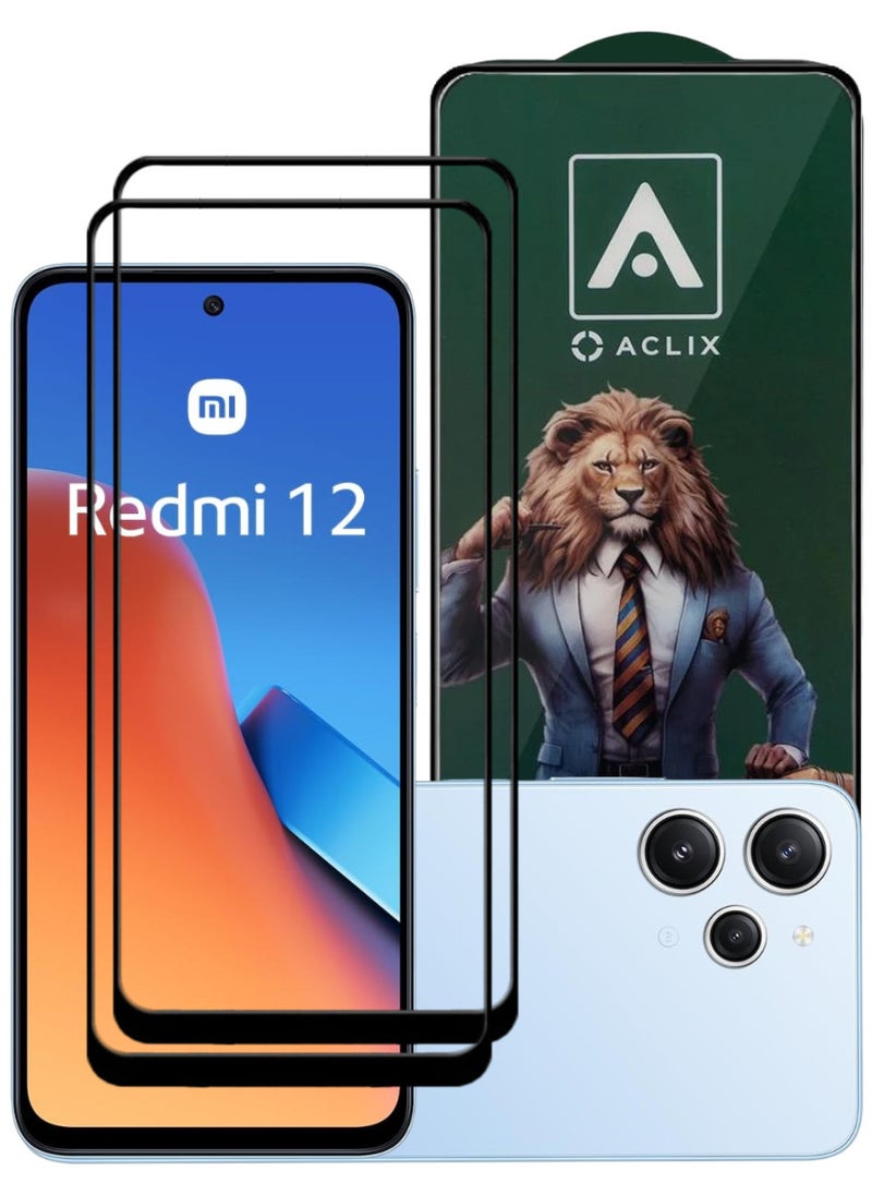 ACLIX 2 Pieces Antistatic ESD Dustproof Premium Quality High Definition Tempered Glass Screen Protector Designed For Xiaomi Redmi 12 - Image 1