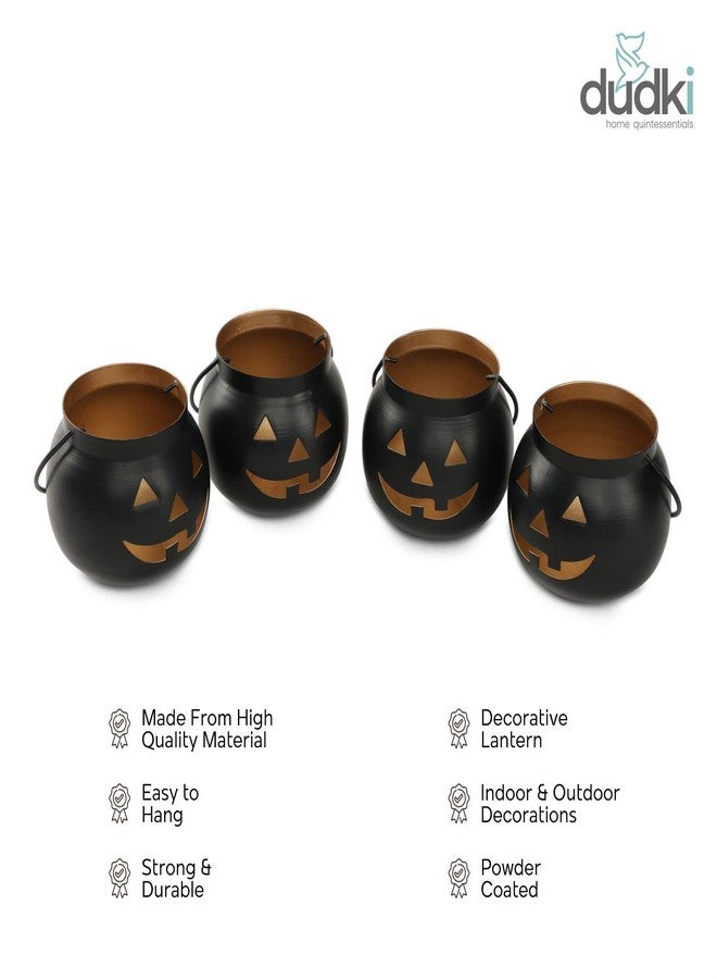 Dudki Halloween Face Votive Candle Holder Stand Antique Hanging Tealight Lantern for Home Decorations, Birthday Parties, Christmas Indoor, Outdoor Décor, Black (Black 1) - Image 3