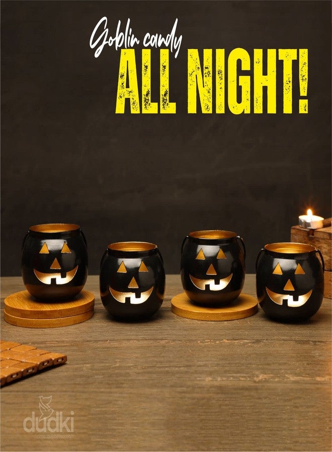 Dudki Halloween Face Votive Candle Holder Stand Antique Hanging Tealight Lantern for Home Decorations, Birthday Parties, Christmas Indoor, Outdoor Décor, Black (Black 1) - Image 2