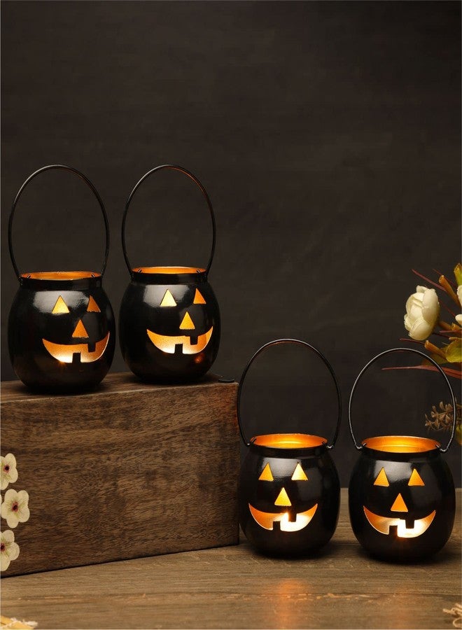 Dudki Halloween Face Votive Candle Holder Stand Antique Hanging Tealight Lantern for Home Decorations, Birthday Parties, Christmas Indoor, Outdoor Décor, Black (Black 1) - Image 1