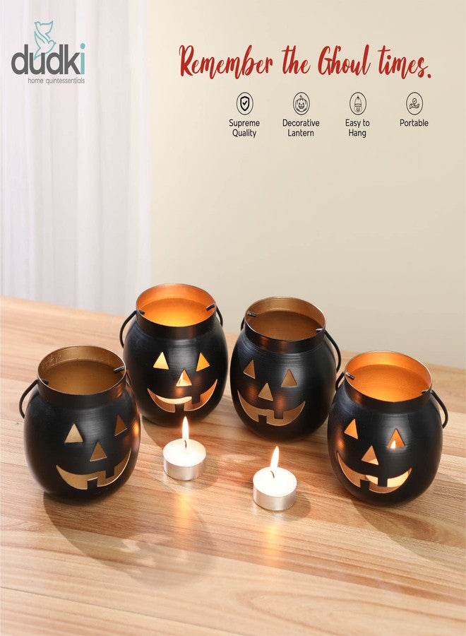 Dudki Halloween Face Votive Candle Holder Stand Antique Hanging Tealight Lantern for Home Decorations, Birthday Parties, Christmas Indoor, Outdoor Décor, Black (Black 1) - Image 4
