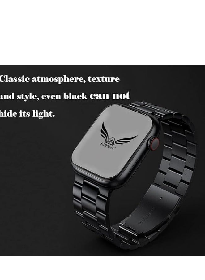 ELTRAZONE Stainless Steel Band Compatible with iWatch 42mm, 44mm, 45mm, 49mm – Compatible with iWatch Series 8, 7, 6, 5, SE, SE2, Ultra, and Watch Ultra Band 49mm – Durable and Stylish Metal Strap for Men and Women Black - Image 3