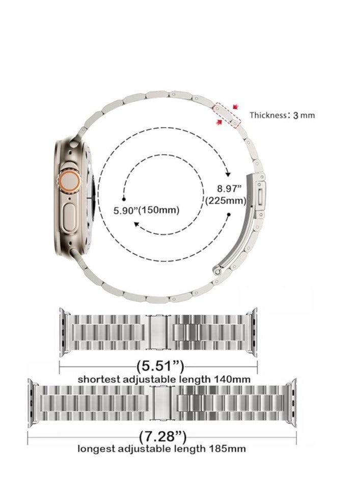 ELTRAZONE Stainless Steel Band Compatible with iWatch 42mm, 44mm, 45mm, 49mm – Compatible with iWatch Series 8, 7, 6, 5, SE, SE2, Ultra, and Watch Ultra Band 49mm – Durable and Stylish Metal Strap for Men and Women Black - Image 4