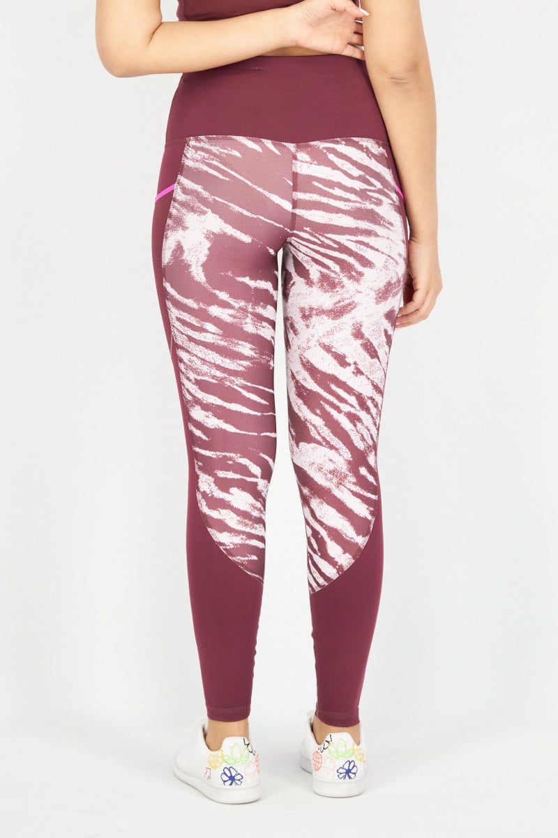 PUMA Women Tight Fit Training Tights, Maroon - Image 4