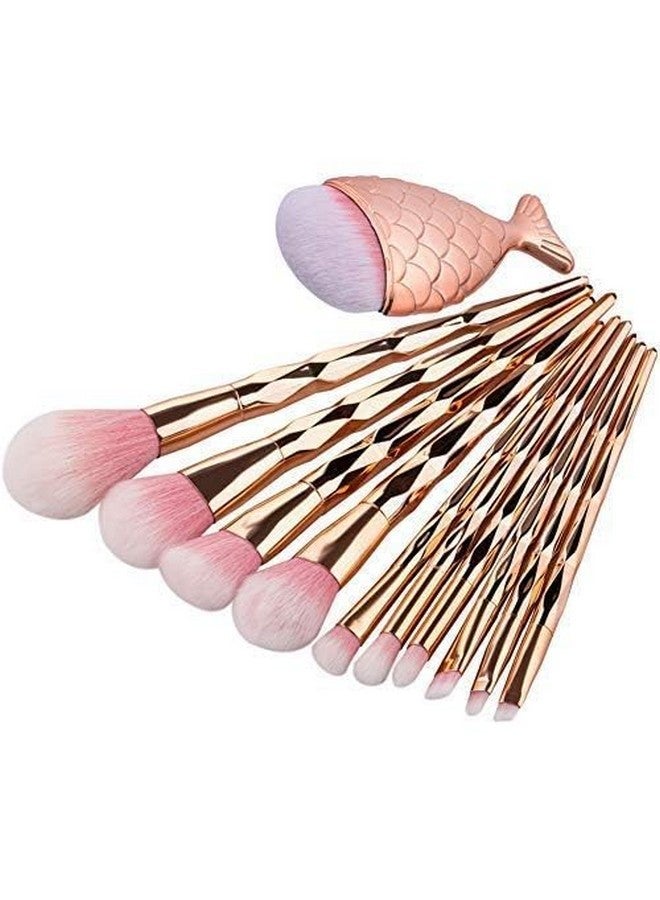 ستارت مايكرز مجموعة فرش مكياج ذهبية مكونة من 11 قطعة من ستارت ماكرز، فرش كريم الأساس وبودرة الخدود ومزج ظلال العيون - Image 1