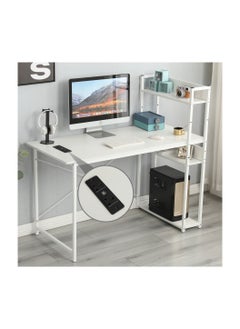 ADEBOLA Computer Table with Bookshelf Gaming Writing Study Table for Home Office White 120x55x72cm  - Image 2