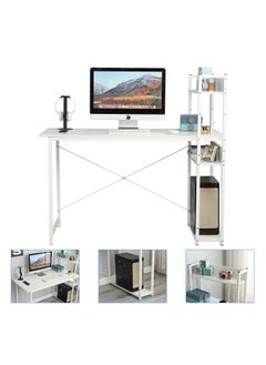 ADEBOLA Computer Table with Bookshelf Gaming Writing Study Table for Home Office White 120x55x72cm  - Image 3