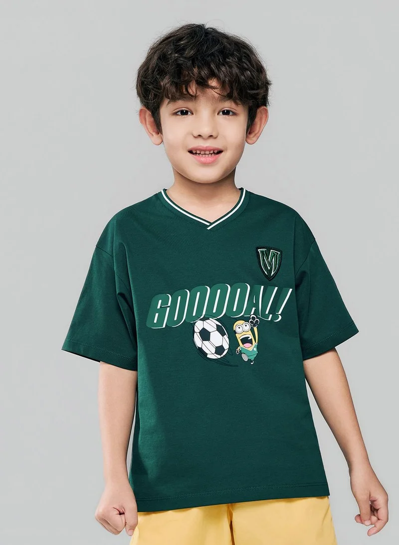Kids Minions World Cup Green Print Tee