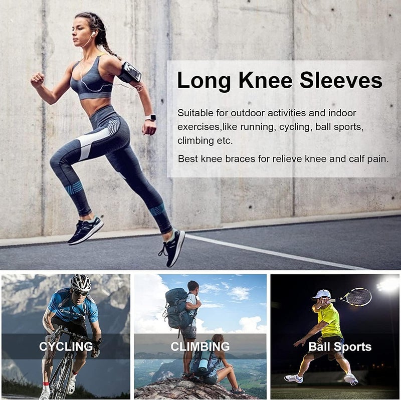 GymWar 2 Pack Full Leg Compression Sleeves, Long Knee Brace Support for ACL,PCL, Meniscus Tear, Arthritis, Tendinitis-Free Size - Image 5