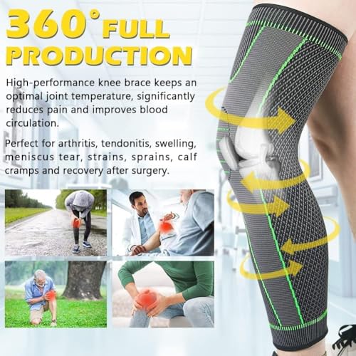 GymWar 2 Pack Full Leg Compression Sleeves, Long Knee Brace Support for ACL,PCL, Meniscus Tear, Arthritis, Tendinitis-Free Size - Image 4