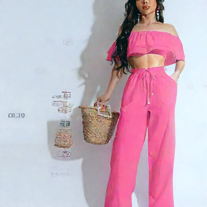 Women's Off-Shoulder Ruffle Pants Two-Piece Set Casual Lounge Wear - Image 3