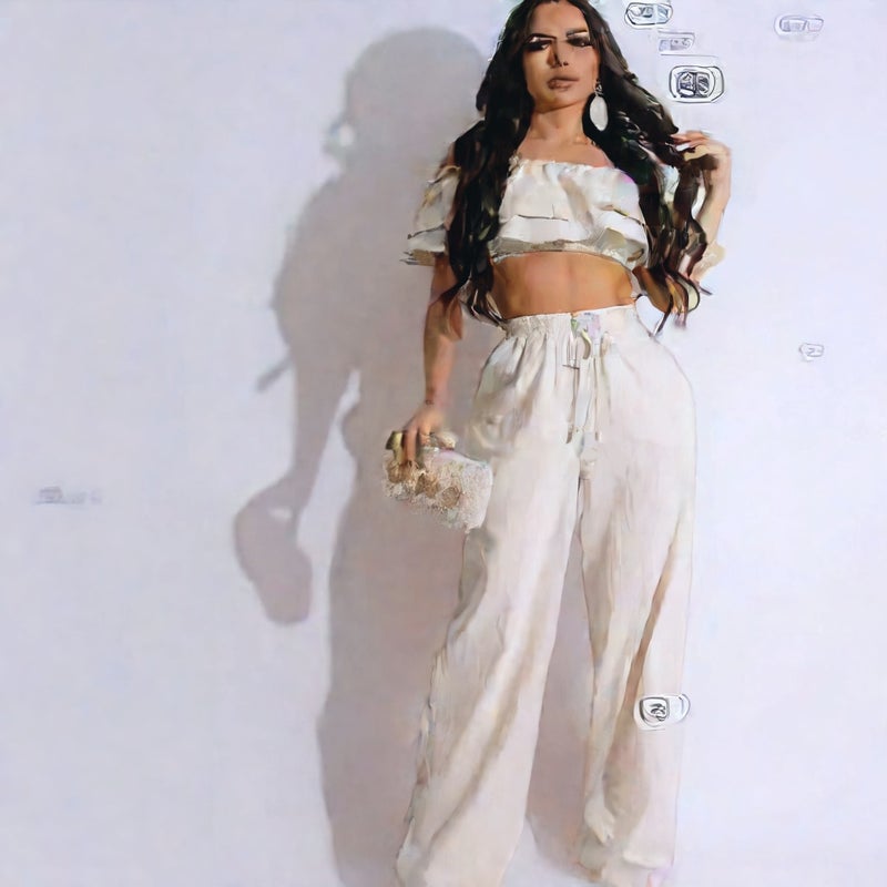 Women's Off-Shoulder Ruffle Pants Two-Piece Set Casual Lounge Wear - Image 4