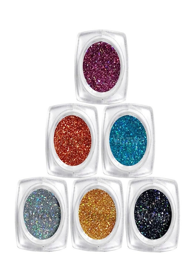 Vozwa Rainbow Sparkle Eyeshadow Powder (Golden + Silver + Grey + Copper + Sky Blue + Pink) - Image 5