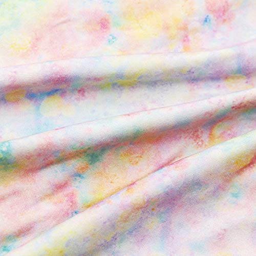 David Angie Tie Dye Printed Double Brushed Polyester Fabric Soft Smooth 4 Way Stretch Knit Fabric by The Yard for Dress Sewing (Colorful) - Image 2