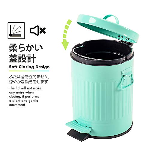 mingol Bathroom Trash Can with Lid, Small Waste Basket for Home Bedroom, Retro Step Garbage Can with Soft Close, Vintage Office Trash Can, 5 Liter/ 1.3 Gallon, Glossy Mint Green - Image 5