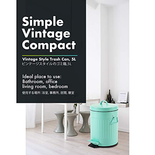 mingol Bathroom Trash Can with Lid, Small Waste Basket for Home Bedroom, Retro Step Garbage Can with Soft Close, Vintage Office Trash Can, 5 Liter/ 1.3 Gallon, Glossy Mint Green - Image 3