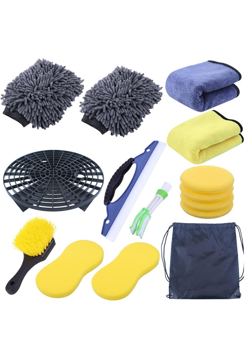 Generic 15Pcs Car Cleaning Kit,Car Wash Detailing Kit,Car Detailing Brushes Set,Wash Bucket Bracket,Big Towels,Car Wash Mitts,Tire Brush,Window Water Blade,Car Wash Sponge Wax Applicators  - Image 1