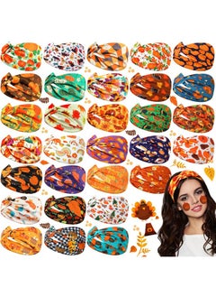 Giegxin 30 Pcs Fall Headbands For Women Bulk Thanksgiving Pumpkins Headbands Fall Hairband Elastic Non Slip Hair Accessories For Women Girls  - Image 1