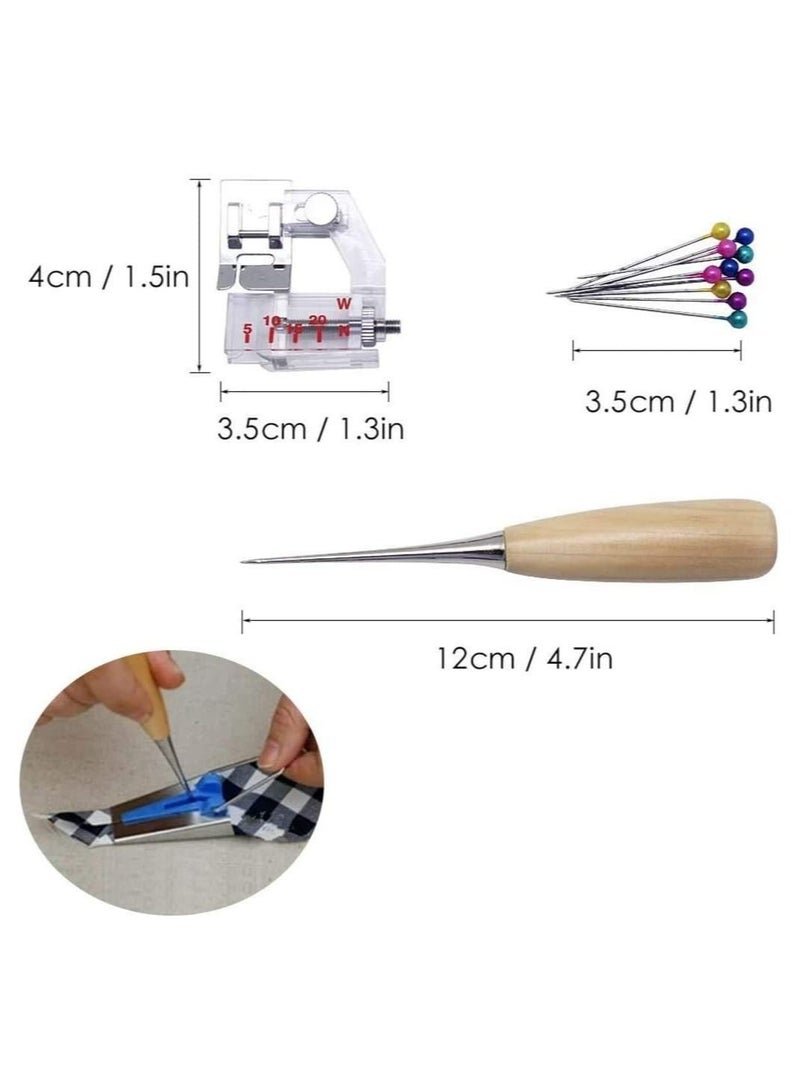 SYOSI Bias Tape Maker 6MM 12MM 18MM 25MM with Binder Foot Bradawl Quilting Clips Sewing Pins Kit, Single Double Fold Bias Tape Maker Tool Kit Set, DIY Sewing for Quilt Binding  - Image 3