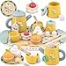 Airlab Tea Sets for Toddlers 35 Girl Birthday Gift 3 Year Old Princess Party Wooden Play Food Toy Sets for Kids Kitchen Accessories Age 3 4 5 6 Wood Educational Toys - Image 3