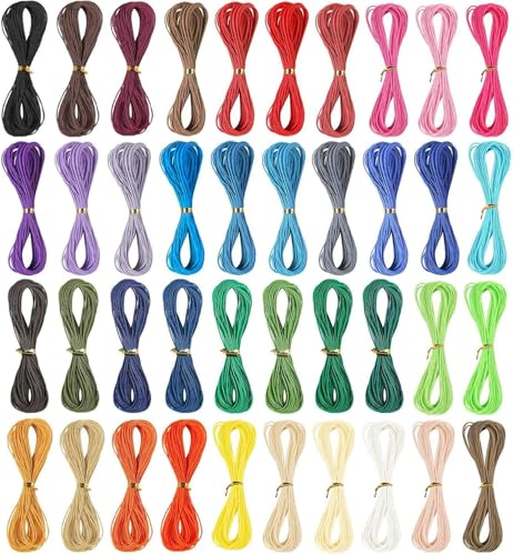 Harnico 400M 40 Colors Waxed Polyester Cord 1mm Polyester Cord Waxed String for Bracelet Making Waxed Thread for DIY Jewelry Making Bracelet String Bracelet Cord Jewelry Cord - Image 1