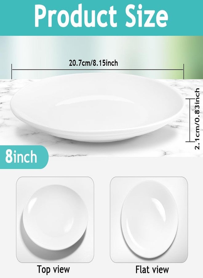PLMMOUT 6 Pcs Ceramic Appetizer Plates, 8 Inch Porcelain Salad Plate, Round Porcelain Serving Plate, Small White Ceramic Plates for Appetizers Dessert Salad, Microwave Dishwasher Safe - Image 2