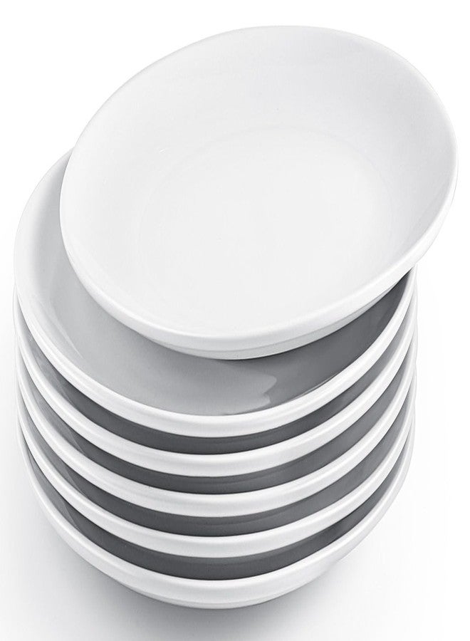 PLMMOUT 6 Pcs Ceramic Appetizer Plates, 8 Inch Porcelain Salad Plate, Round Porcelain Serving Plate, Small White Ceramic Plates for Appetizers Dessert Salad, Microwave Dishwasher Safe - Image 1