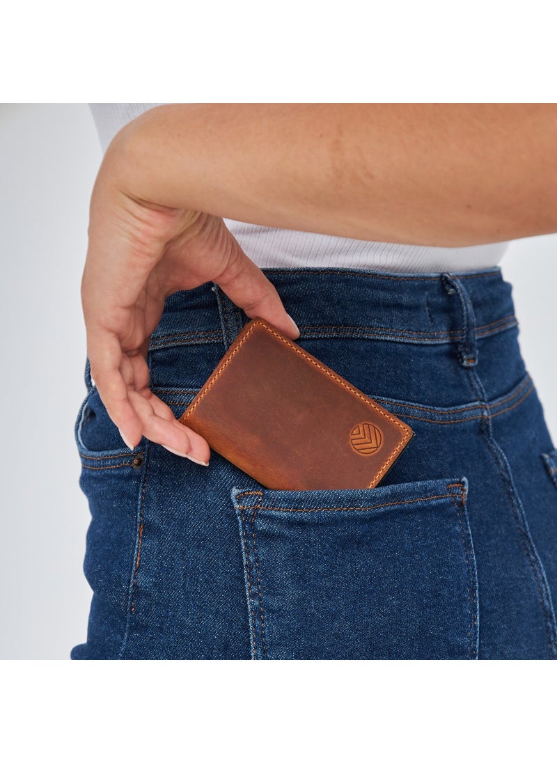 Vagave Name Customized Genuine Leather Smart Mechanism Wallet RFID Protected Men's and Women's Wallet with Money and Card Compartment Card Holder Mustard  - Image 2