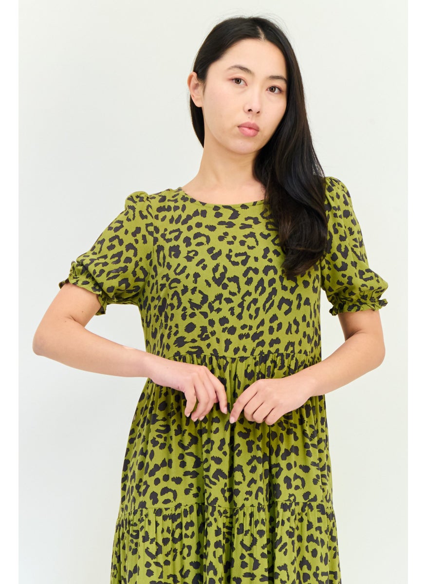 Aerie Women Animal Print Midi Dress, Multicolor  - Image 4