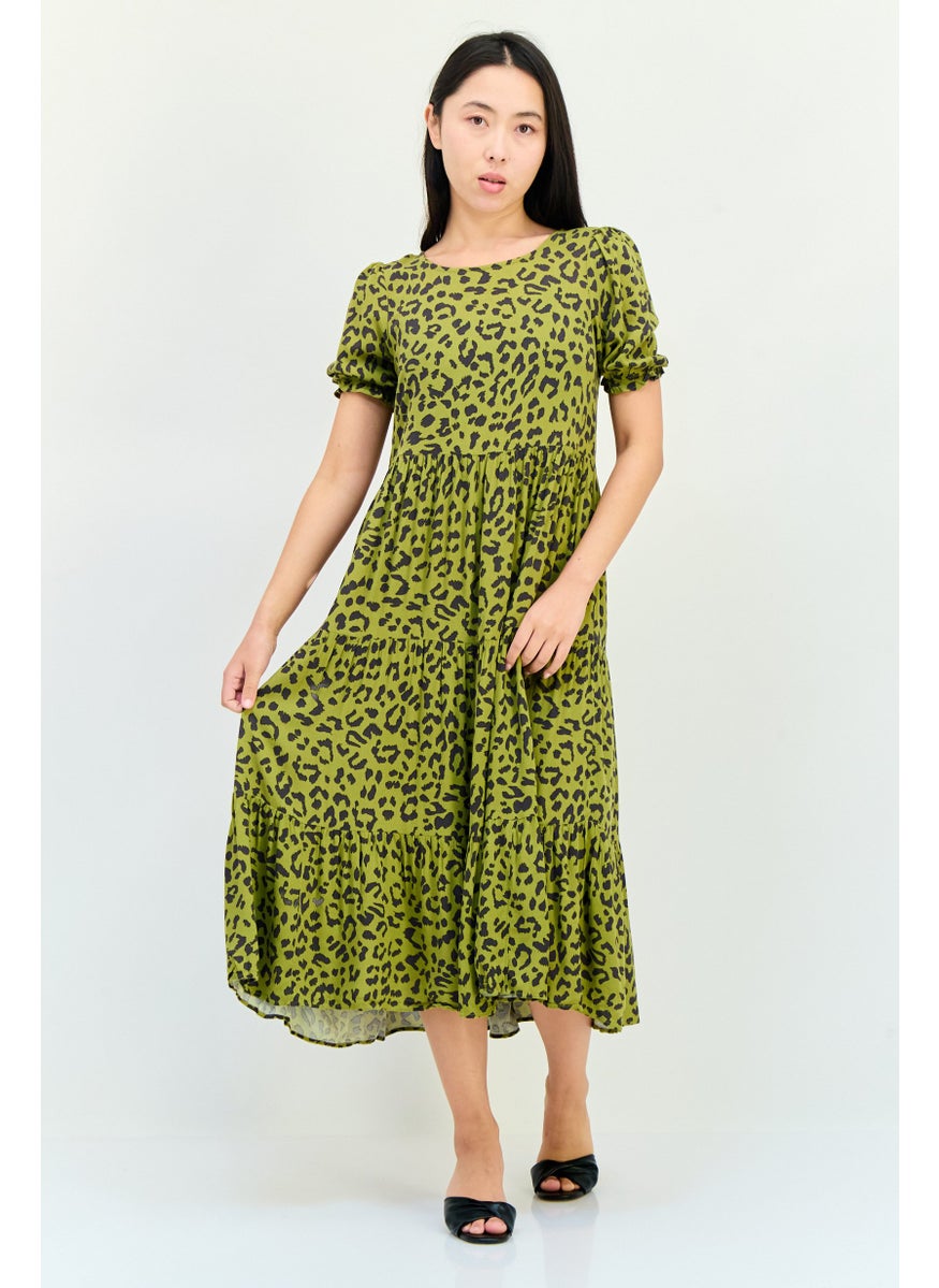 Aerie Women Animal Print Midi Dress, Multicolor  - Image 1