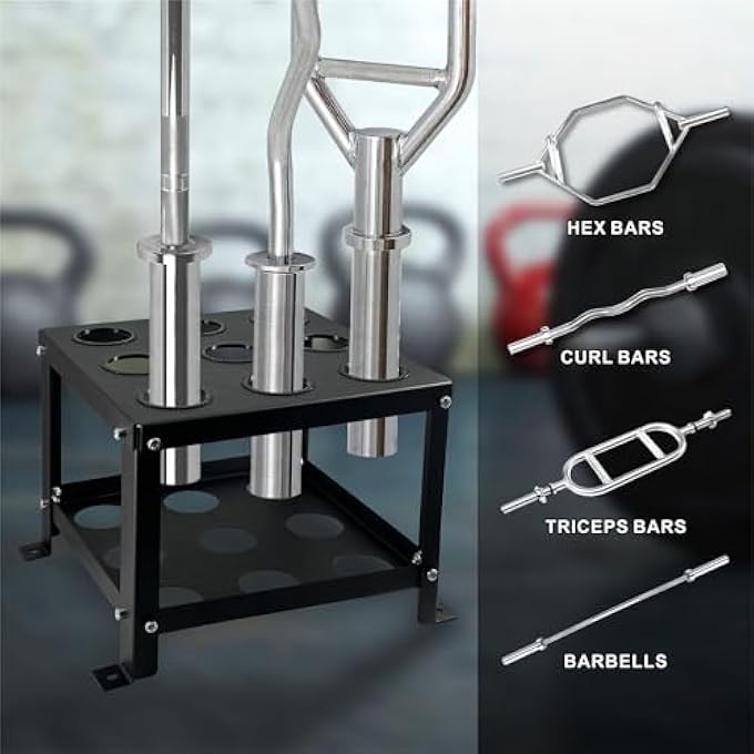 rayihni 9 Bar Olympic Barbell Vertical Floor Stand Storage Rack, Olympic Barbell Storage Stand, Heavy Duty Vertical Barbell Holder Stand - Image 4