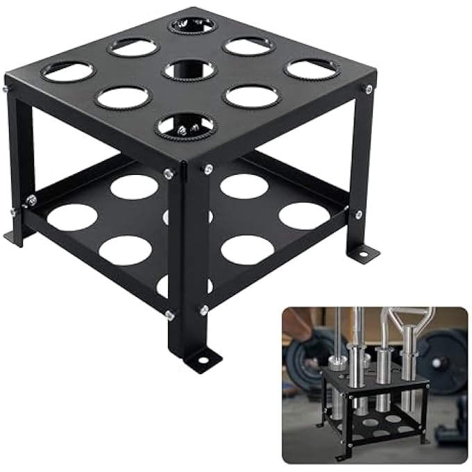 rayihni 9 Bar Olympic Barbell Vertical Floor Stand Storage Rack, Olympic Barbell Storage Stand, Heavy Duty Vertical Barbell Holder Stand - Image 1